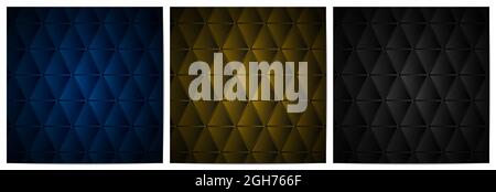 Set of abstract geometric pattern with triangle shape elegant of blue,gold and black background Stock Vector