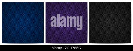 Set of abstract floral pattern circle overlapping. Dark background luxury with blue,purple and black design element Stock Vector