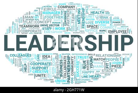 Leadership word cloud concept on white background, 3d rendering Stock Photo