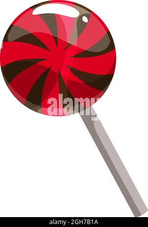 Candy lollipop swirled color caramel candy 3D realistic icon. Vector round striped trick or treat sweets. Halloween party trick or treat spiral lolly, Stock Vector