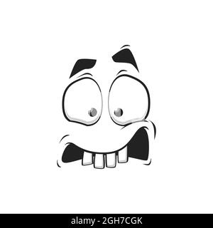 Cartoon face vector icon, frightened worry emoji, scared facial