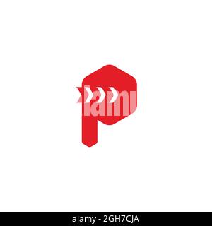 letter p stripes motion arrow simple geometric logo vector Stock Vector