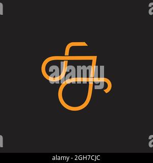 letter sd simple curves line art overlap logo vector Stock Vector
