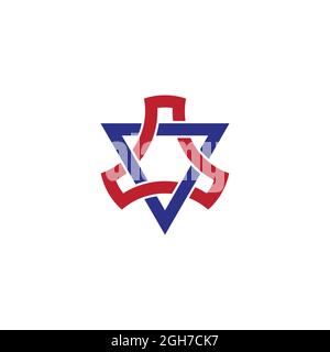 letter v triangles stars curves simple geometric logo vector Stock Vector