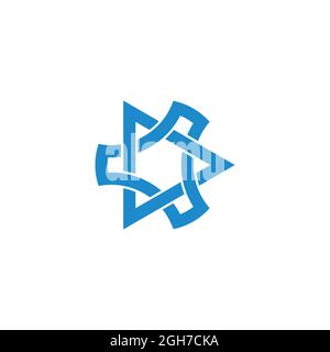 3d flat connected triangles simple geometric logo vector Stock Vector