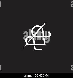 thread needle fashion symbol motion design linked vector Stock Vector
