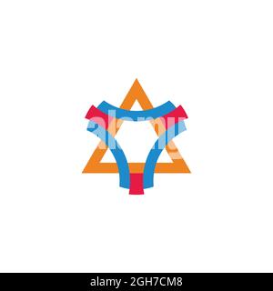 triangles ribbon ribbon stars colorful logo vector Stock Vector
