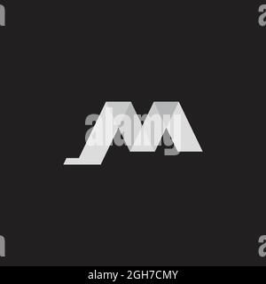 letter jm simple shadow 3d gradient ribbon logo vector Stock Vector
