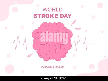 World Stroke Day Vector illustration Commemorated Every October 29 with a Flat Design Style Brain Image and Maintain Health for Background, Poster Stock Vector