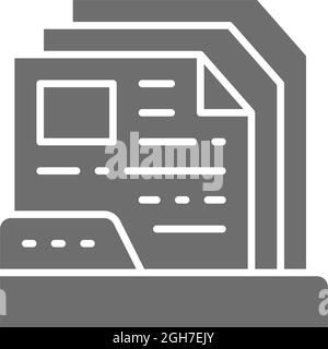Files in folder grey icon. Isolated on white background Stock Vector