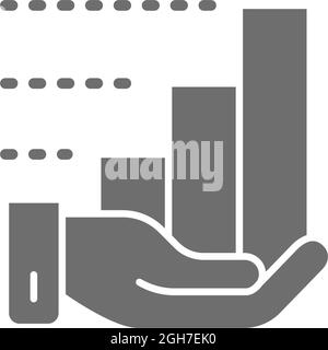 Vector hand with growth chart grey icon. Stock Vector