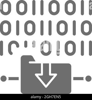 Vector folder coding, file upload grey icon. Stock Vector
