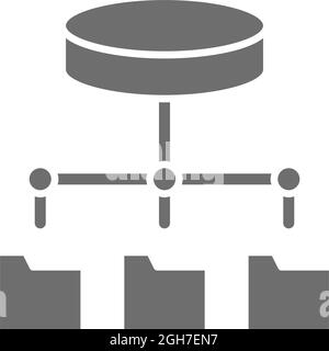 Folder hosting, ftp server, software update, data storage grey icon. Stock Vector