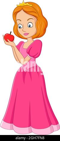 Cartoon cinderella holding red apple Stock Vector