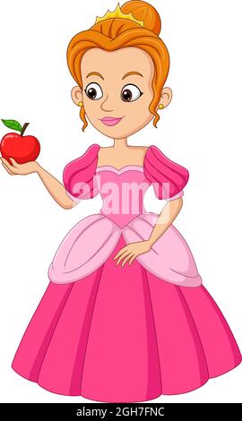 Cartoon funny cinderella holding red apple Stock Vector