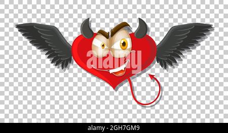 Heart shape devil with facial expression illustration Stock Vector