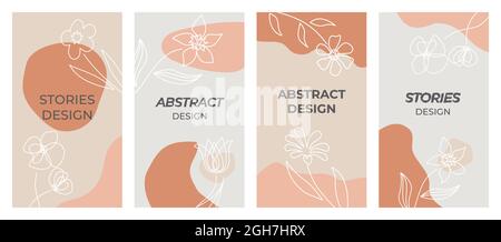 Flower background Vector leaves design for social media stories Stock Vector