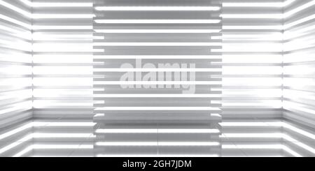 Simple abstract white empty room background. Bright light perspective interior stage. 3d illustration Stock Photo