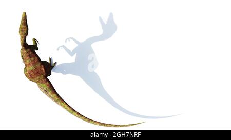 Compsognathus longipes, small dinosaur from the Late Jurassic period, isolated on white background, 3d paleoart illustration Stock Photo