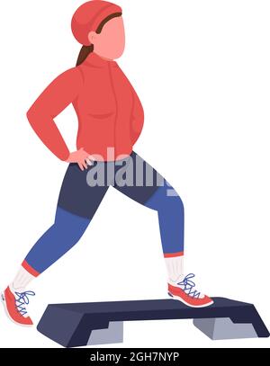 Woman exercising in winter semi flat color vector character Stock Vector
