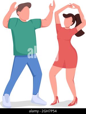 Friends dancing together semi flat color vector characters Stock Vector