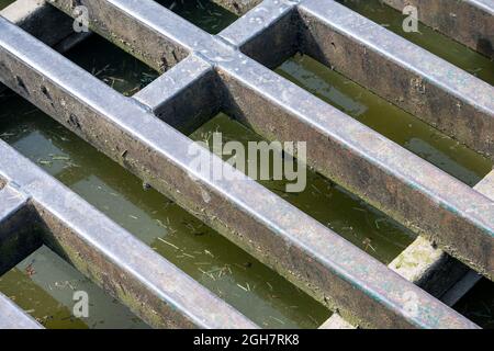 Close up of a cattle grid, in Geltsdale, Cumbria, North Pennines Stock Photo