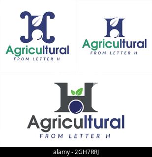 Agricultural letter H leaf lens camera logo design Stock Vector