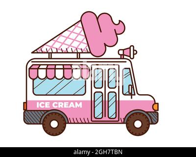 Ice cream van icon. Food truck isolated Stock Vector
