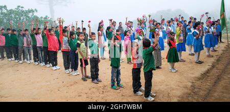Students in a school in Bandarban - Bangladesh. Stock Photo