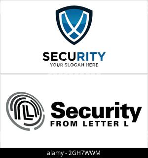 Technology shield circle security software logo design Stock Vector