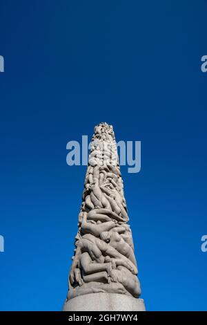 The Monolith column by norwegian sculptor Gustav Vigeland at the Frogner Park in Oslo, Norway Stock Photo