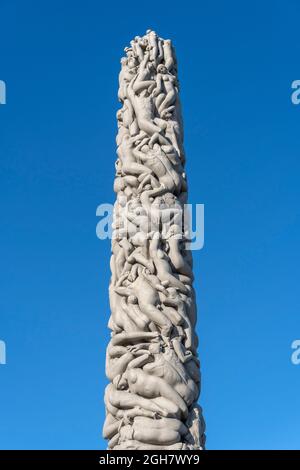 The Monolith column by norwegian sculptor Gustav Vigeland at the Frogner Park in Oslo, Norway Stock Photo