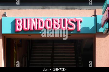 Bundobust, an Indian vegetarian and vegan Gujarati street food restaurant on Bold Street in Liverpool Stock Photo