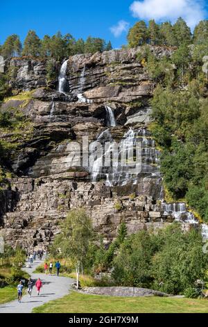 Tvindefossen waterfall in Vestland county, Norway, Europe Stock Photo