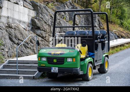 Troll car at Briskdal glacier, Jostedal glacier national park, Norway, Europe Stock Photo