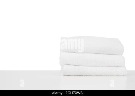 Set of soft spa towels isolated on white Stock Photo