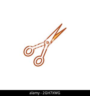 Scissors color line icon. School, office supplies. Sign for web page, mobile app, banner, social media. Editable stroke. Stock Vector
