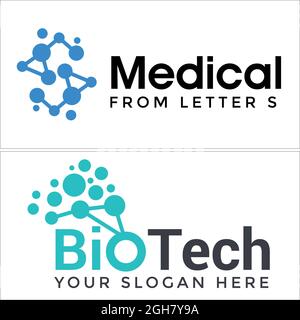 Medical biotech molecule connection logo design Stock Vector