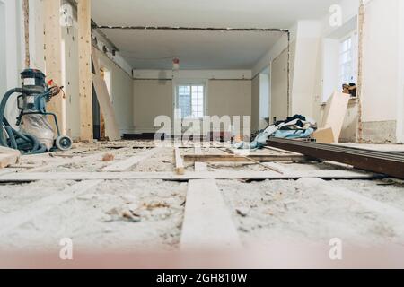 Interior of unfurnished home at construction site Stock Photo
