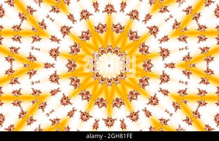 Peach and beige abstract sunrise burst of rays. Perspective with concentration lines. Groovy, psychedelic summer background Stock Photo