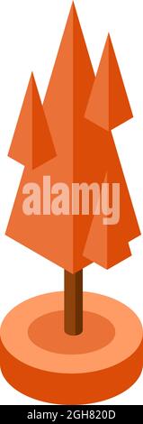 orange autumn ismetric tree vector illustration element for game design. Stock Vector