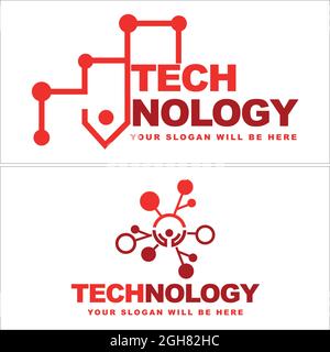 Technology internet software connection logo design Stock Vector