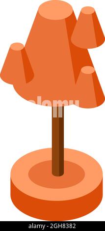 orange autumn ismetric tree vector illustration element for game design. Stock Vector