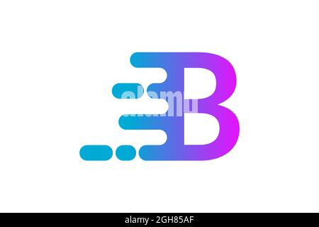 Letter B logo in motion. Initial B symbolizing fast speed. Blue and purple gradient icon. Dynamic moving effect design element. Quick moving symbol. Stock Vector