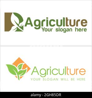 Agriculture leaf plant organic natural logo design Stock Vector