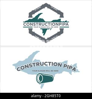 Construction business industry pipe logo design Stock Vector