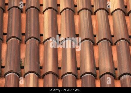 Roof tiles on a house roof Stock Photo