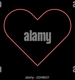 Neon heart red color vector illustration flat style light image Stock Vector
