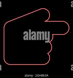 Neon pointer hand red color vector illustration flat style light image Stock Vector
