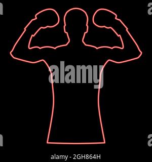 Neon boxer red color vector illustration flat style light image Stock Vector